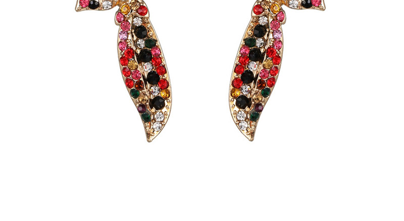 Fashion Color Zircon Earrings With Leaves,Stud Earrings