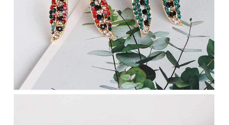 Fashion Color Zircon Earrings With Leaves,Stud Earrings