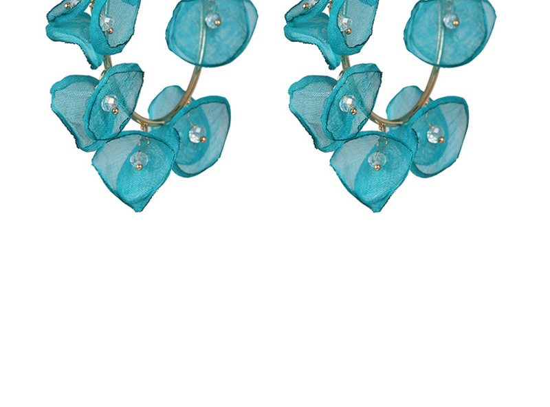 Fashion Blue Chiffon Flower Contrast Stud Earrings,Hoop Earrings