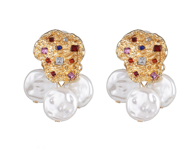 Fashion Color Titanium Steel Plated Flower Pearl Earrings,Drop Earrings
