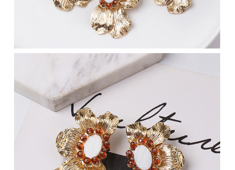 Fashion Brown Alloy Flower Earrings,Stud Earrings