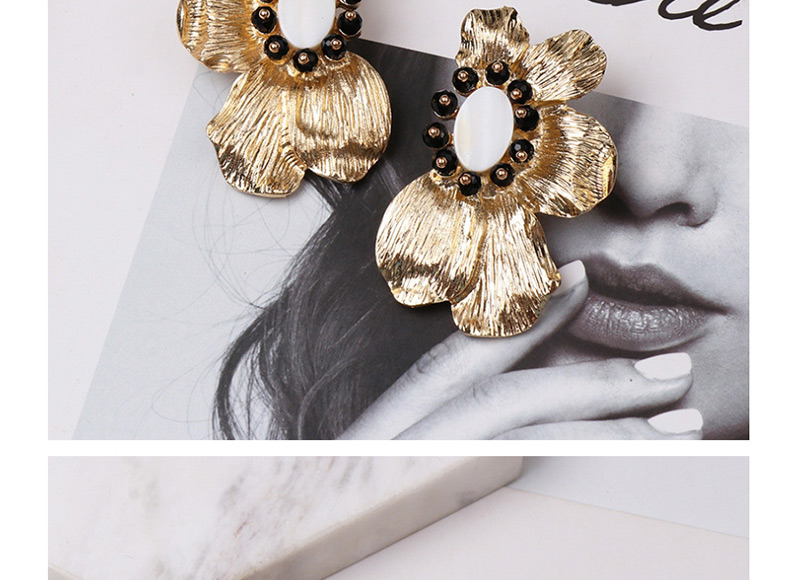 Fashion Black Alloy Flower Earrings,Stud Earrings