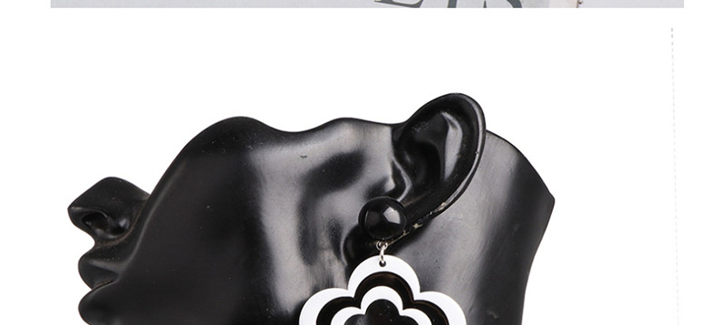 Fashion Black + White Acrylic Flower Earrings,Drop Earrings