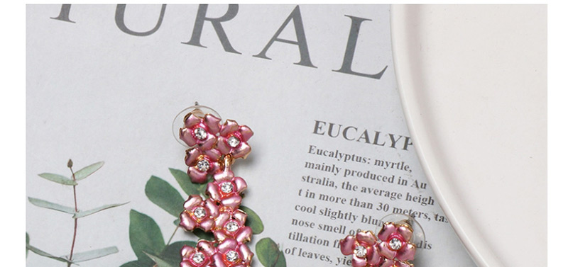 Fashion Pink Flower Paint Stud Earrings,Drop Earrings