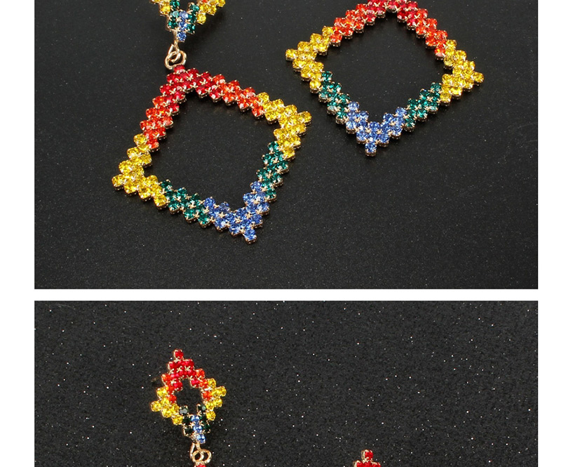 Fashion Color Contrast Diamond Shaped Diamond Earrings,Drop Earrings