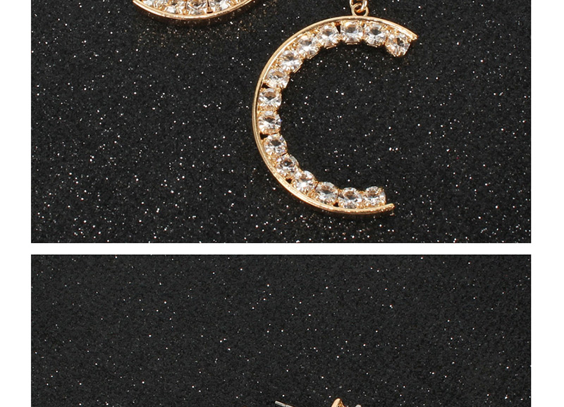 Fashion Gold Alloy Diamond C-shaped Earrings,Drop Earrings
