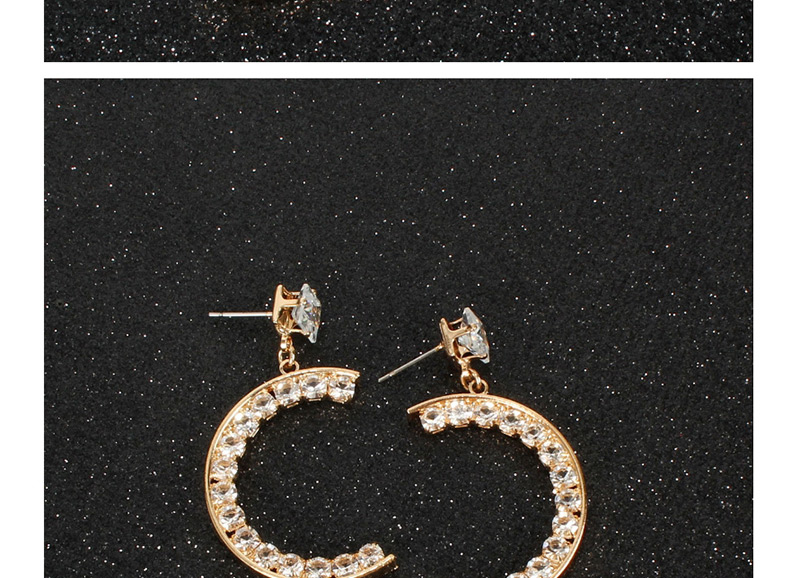 Fashion Gold Alloy Diamond C-shaped Earrings,Drop Earrings