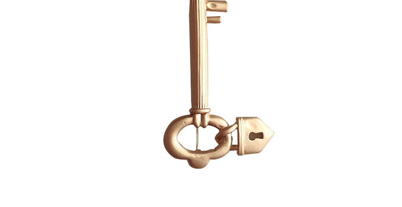 Fashion Chain Clause (dumb Gold) Geometric Lock Key Pin Chain Brooch,Korean Brooches