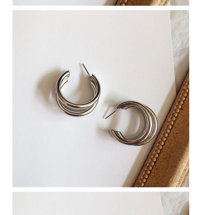 Fashion Maroon Metal Multi-ring Plush Earrings,Hoop Earrings