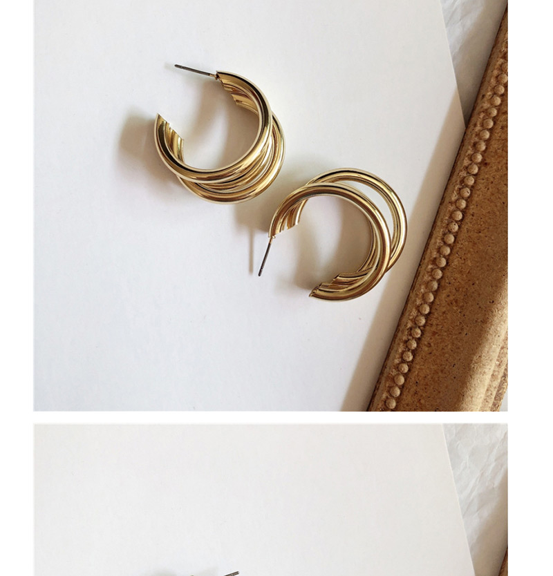 Fashion Gold Metal Multi-ring Plush Earrings,Hoop Earrings