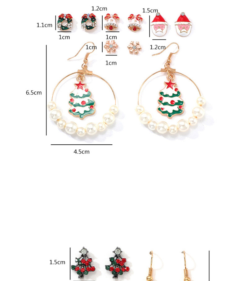 Fashion Gold Cartoon Snowflakes Bell Christmas Tree Earrings,Stud Earrings