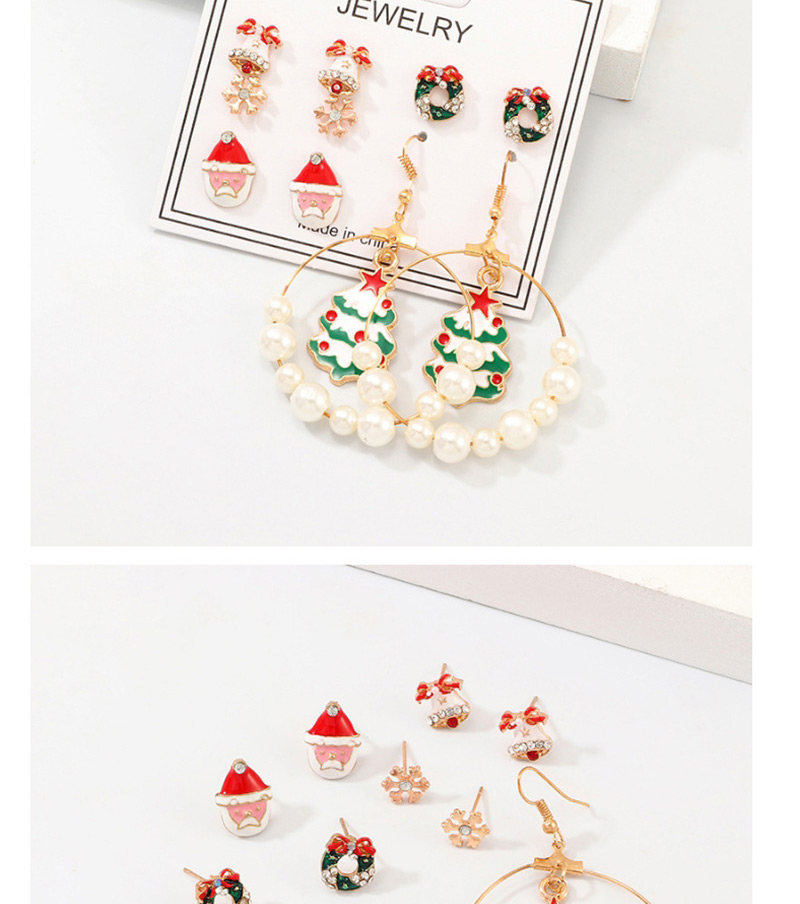 Fashion Gold Cartoon Snowflakes Bell Christmas Tree Earrings,Stud Earrings