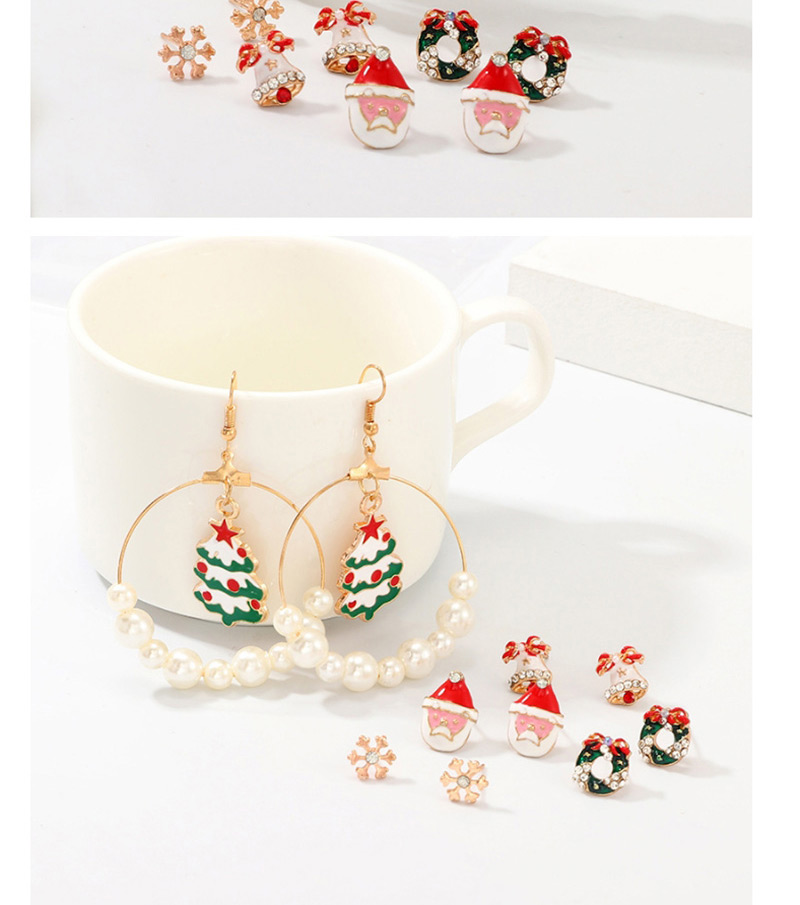 Fashion Color Cartoon Snowflakes Bell Christmas Tree Earrings,Stud Earrings
