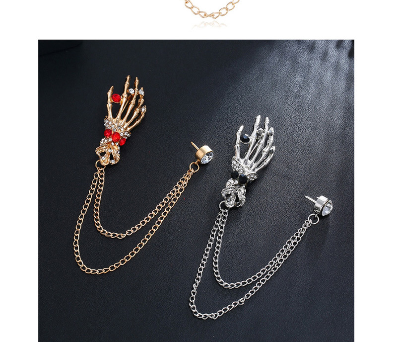 Fashion Silver Alloy Diamond Studded Ghost Hand Brooch,Korean Brooches