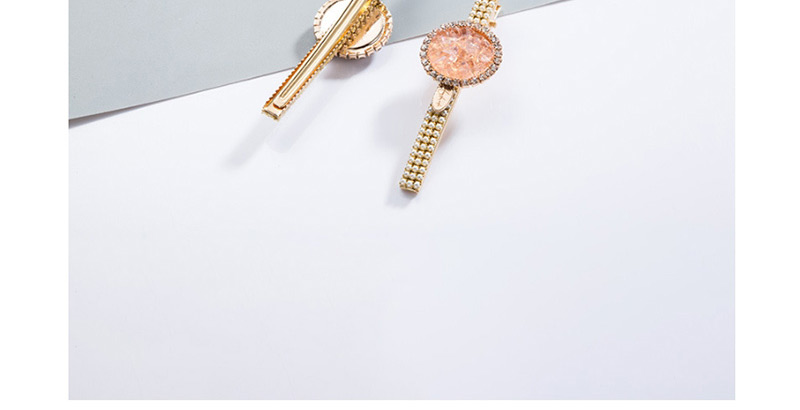 Fashion Pink Round Diamond Hair Clip,Hairpins