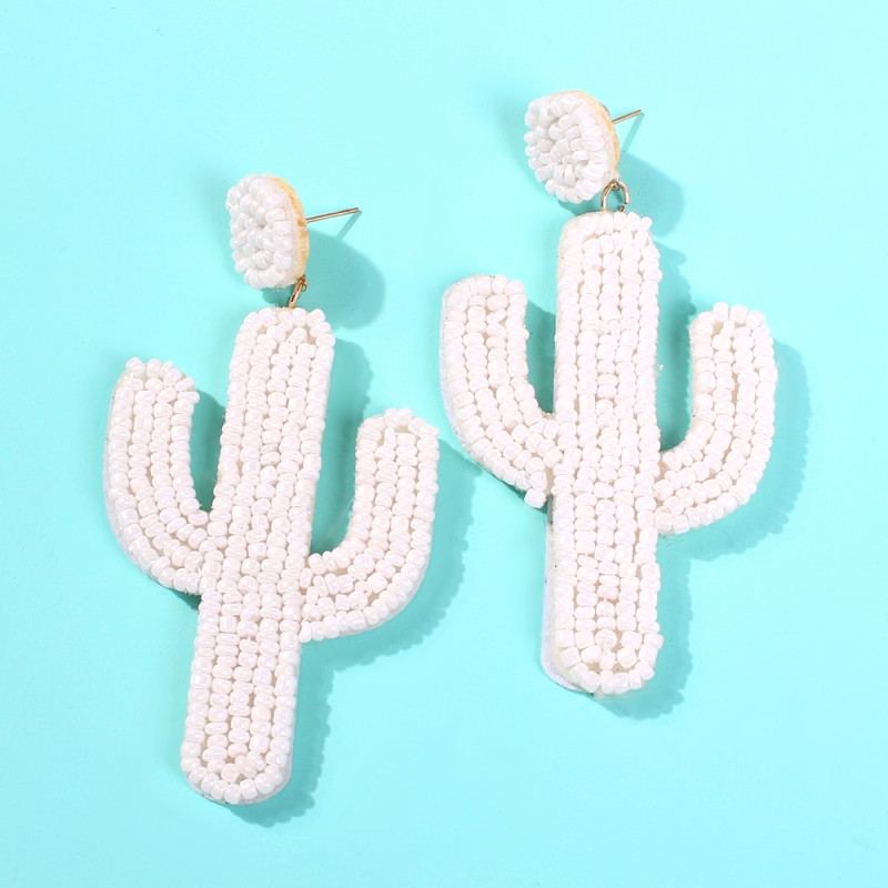 Fashion Green Rice Bead Cactus Earrings,Drop Earrings