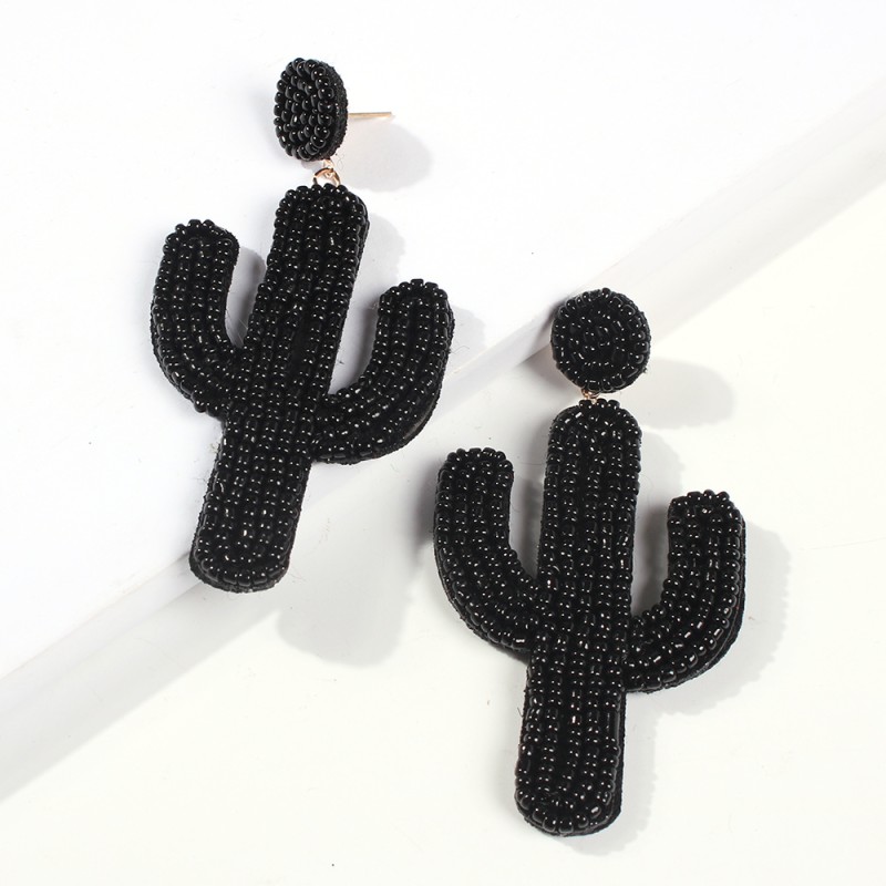 Fashion Yellow Rice Bead Cactus Earrings,Drop Earrings
