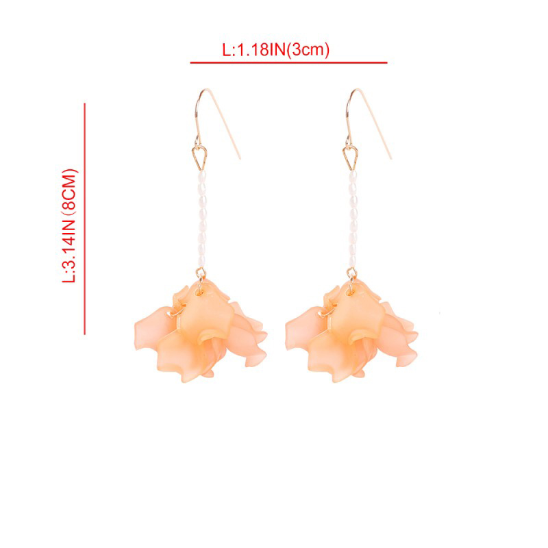 Fashion Orange Pearl Beaded Resin Petal Earrings,Drop Earrings