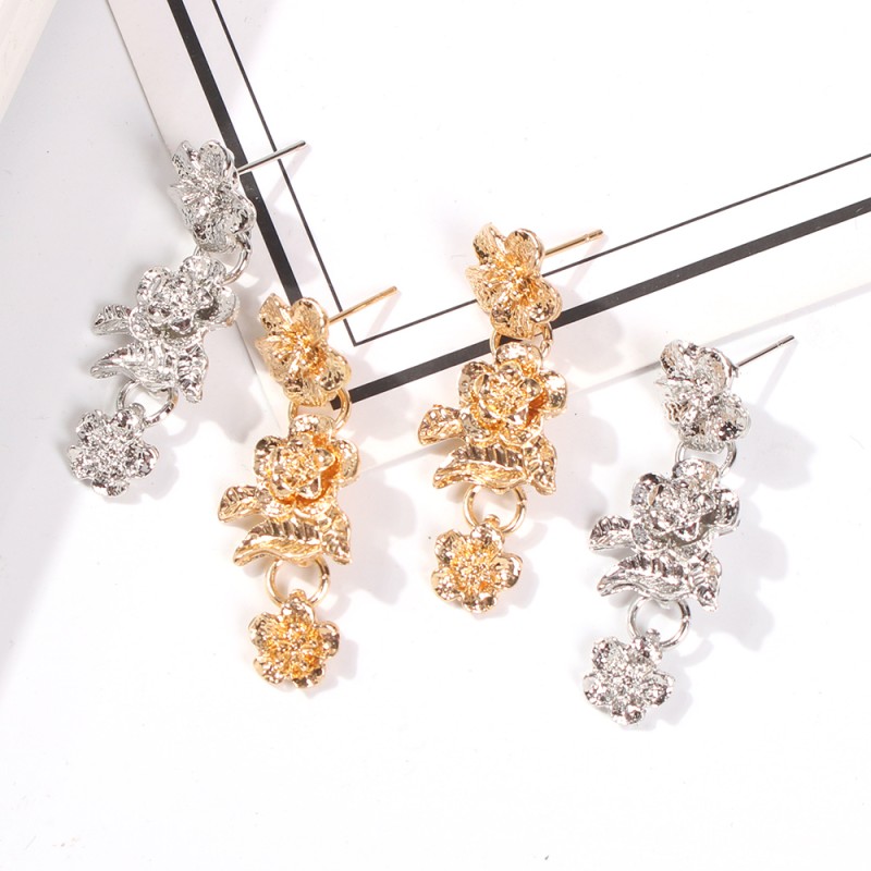 Fashion Gold Alloy Flower Earrings,Drop Earrings