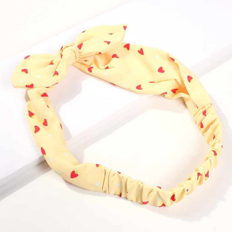 Fashion Yellow Chiffon Dot Print Bow Tie,Hair Ribbons