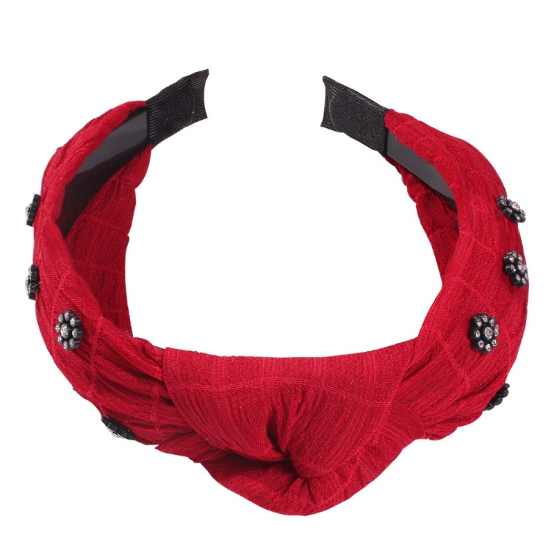 Fashion Red Wine Plaid Printed Diamond Flower Headband,Head Band