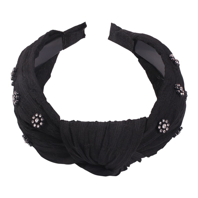 Fashion Black Plaid Printed Diamond Flower Headband,Head Band