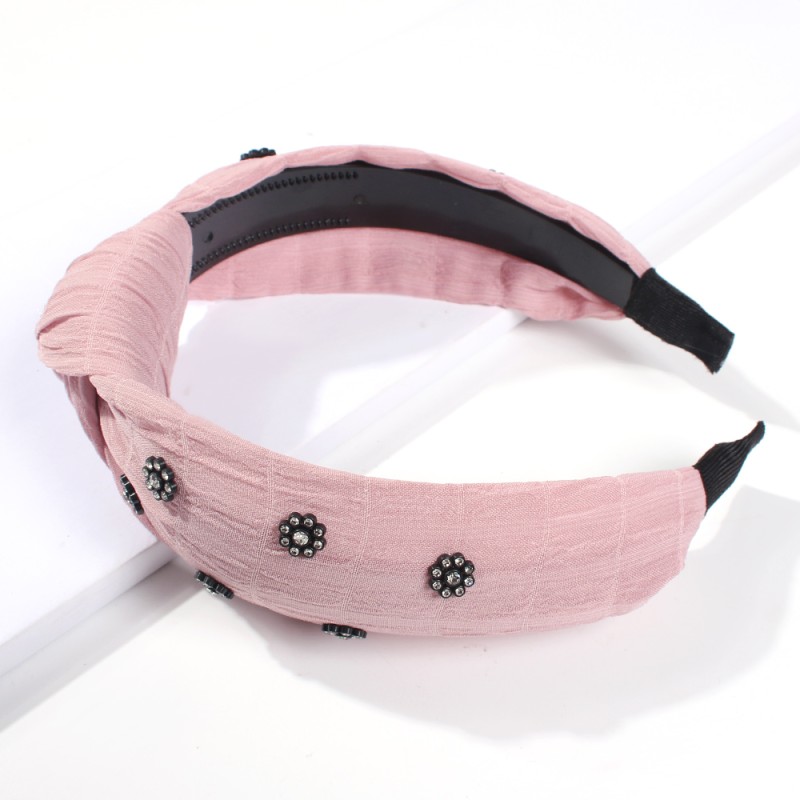 Fashion Pink Plaid Printed Diamond Flower Headband,Head Band