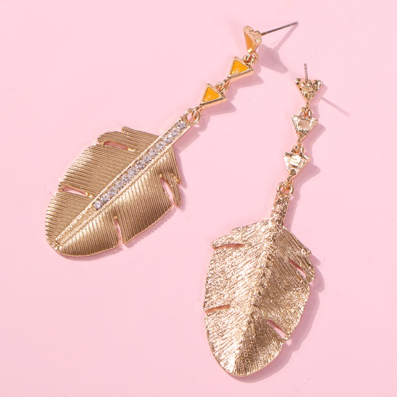 Fashion Gold Openwork: Studded: Leaf Alloy Stud Earrings,Drop Earrings