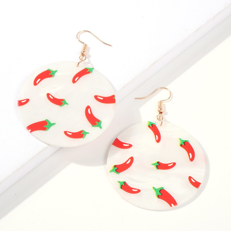 Fashion Lemon Fruit Print Acrylic Round Earrings,Drop Earrings