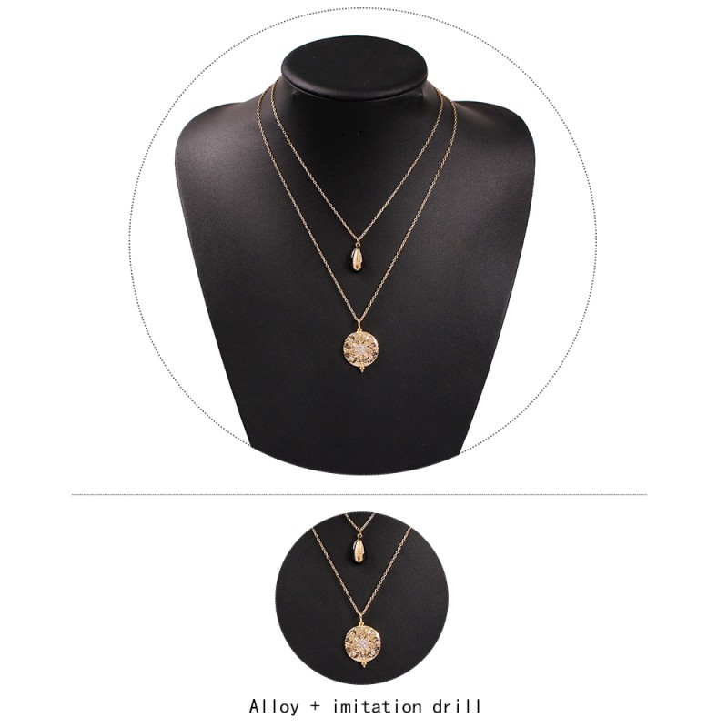 Fashion Gold Alloy Diamond Shell Multi-layer Necklace,Multi Strand Necklaces