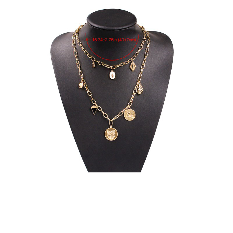Fashion Gold Alloy Drop Oil Embossed Multilayer Necklace,Multi Strand Necklaces