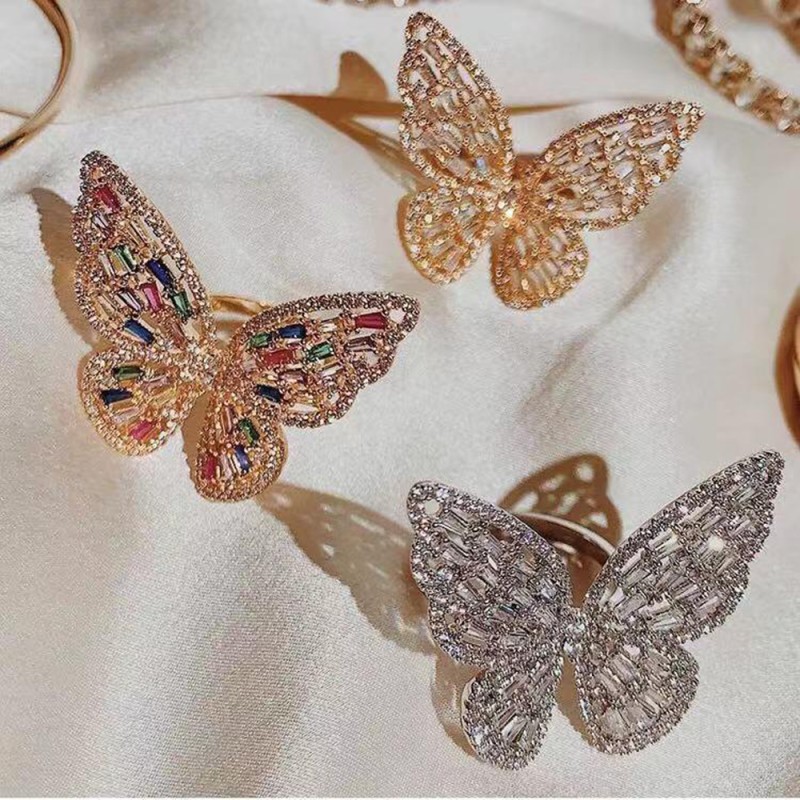 Fashion Gold Alloy Openwork Butterfly And Diamond Ring,Fashion Rings