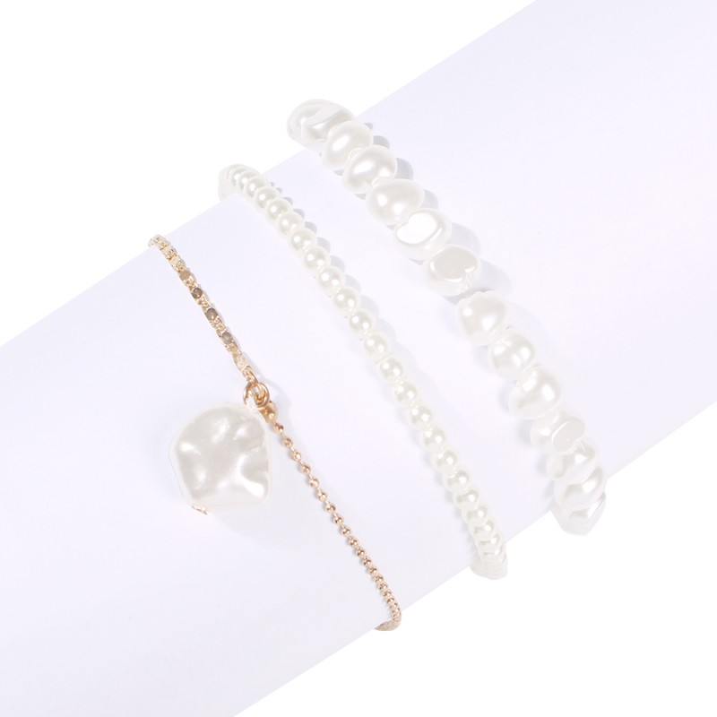 Fashion Gold Alloy Beaded Pearl Multi-layered Anklet,Fashion Anklets