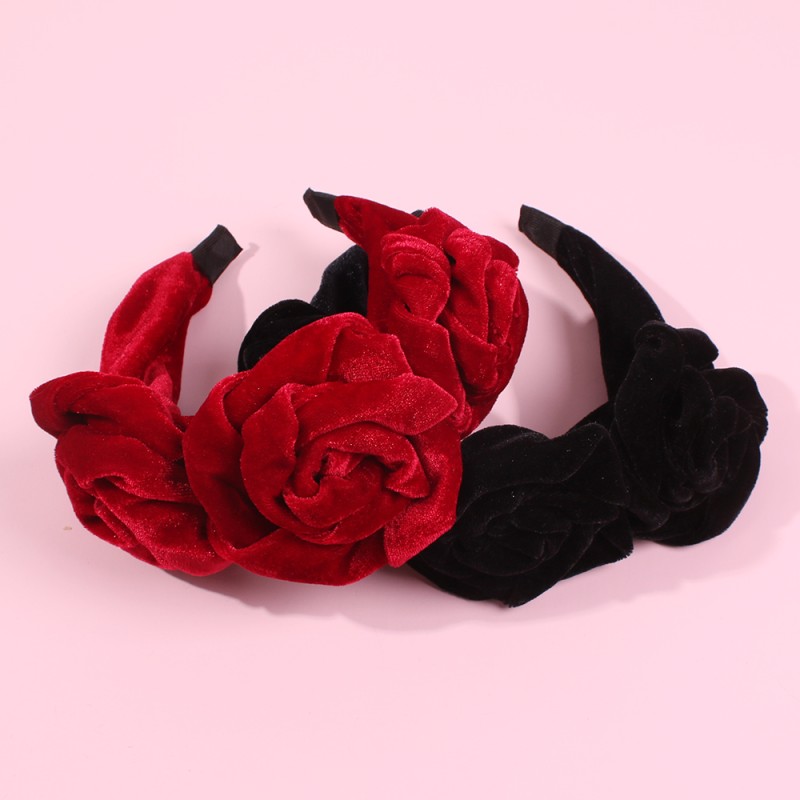 Fashion Black Gold Velvet Three Rose Headband,Head Band
