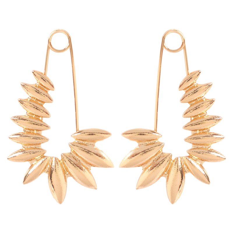 Fashion Golden Leaves Alloy Diamond Letter Pin Stud Earrings,Stud Earrings