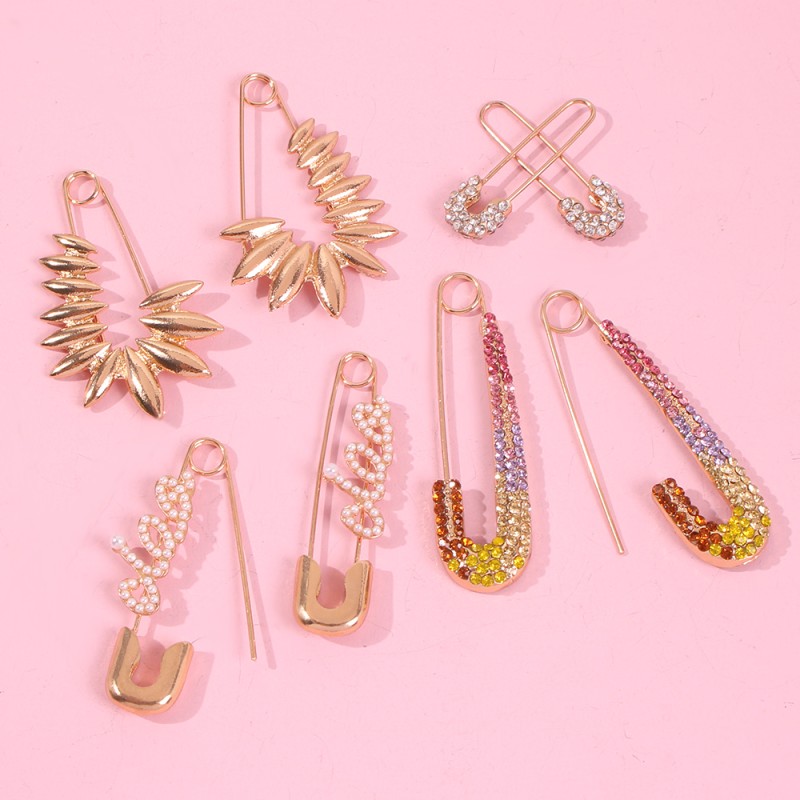 Fashion Regular Color Diamond Alloy Diamond Letter Pin Stud Earrings,Stud Earrings