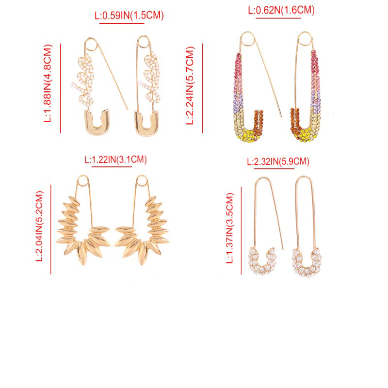 Fashion Diamond-studded Alloy Diamond Letter Pin Stud Earrings,Stud Earrings