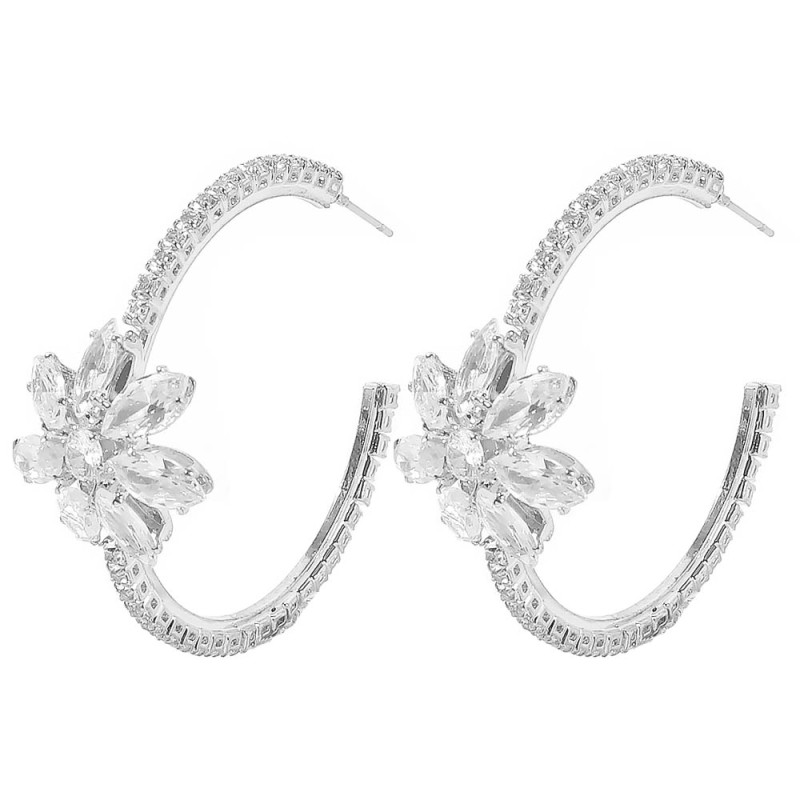 Fashion White K Copper Inlaid Zircon C-shaped Earrings,Earrings