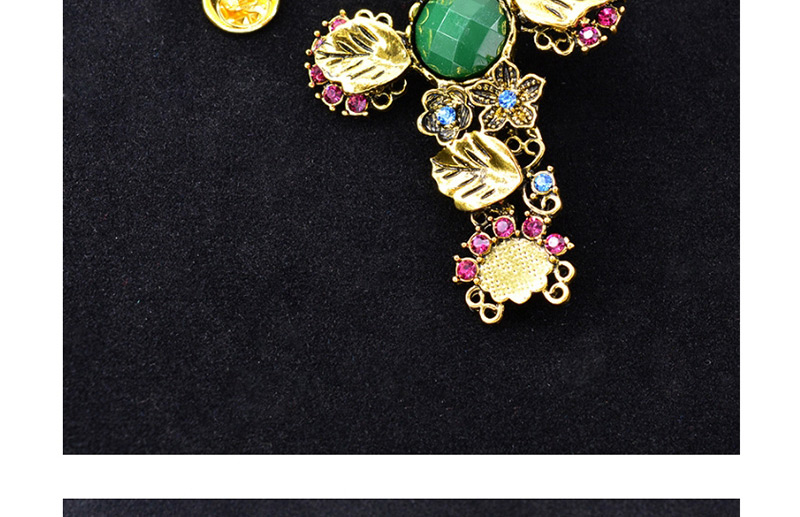 Fashion Gold Cross-studded Emerald Brooch,Korean Brooches