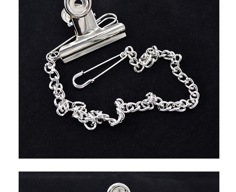 Fashion Silver Clip Metal Chain Brooch,Korean Brooches