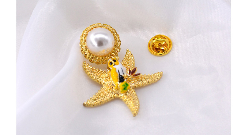 Fashion Gold Starfish Pearl Bird Brooch,Korean Brooches