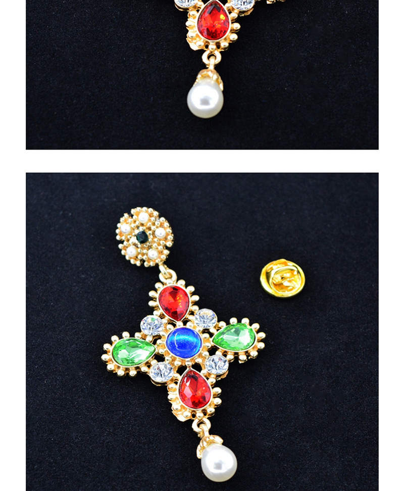 Fashion Black Diamond Jewel Cross Brooch,Korean Brooches