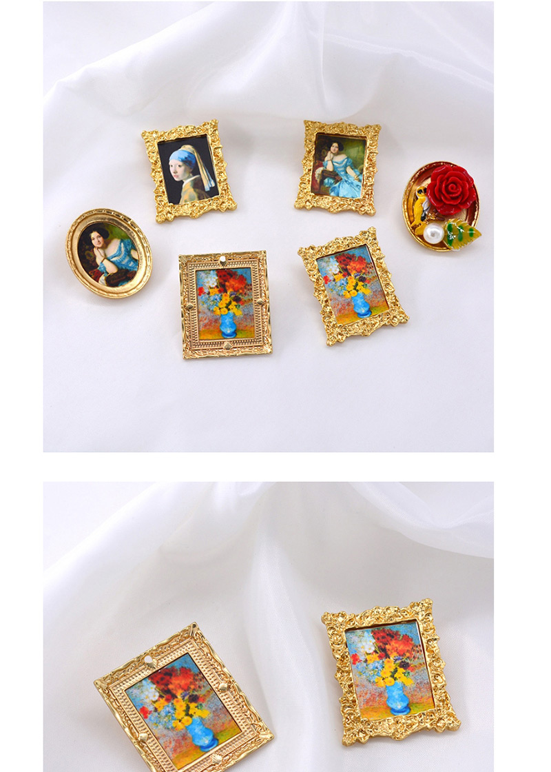 Fashion Golden B Oil Painting Brooch,Korean Brooches