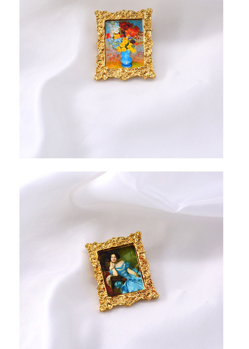 Fashion Golden A Oil Painting Brooch,Korean Brooches