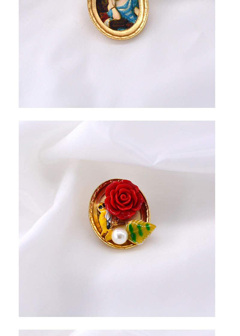 Fashion Golden E Oil Painting Brooch,Korean Brooches