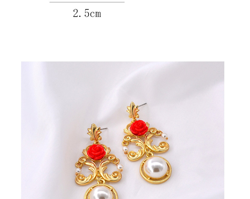 Fashion Red Pearl Flower Earrings,Drop Earrings