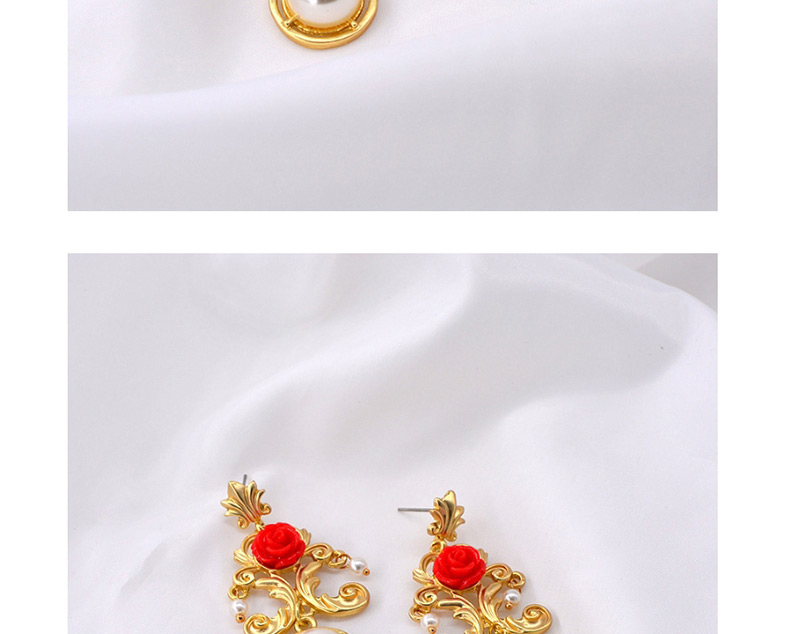 Fashion Red Pearl Flower Earrings,Drop Earrings