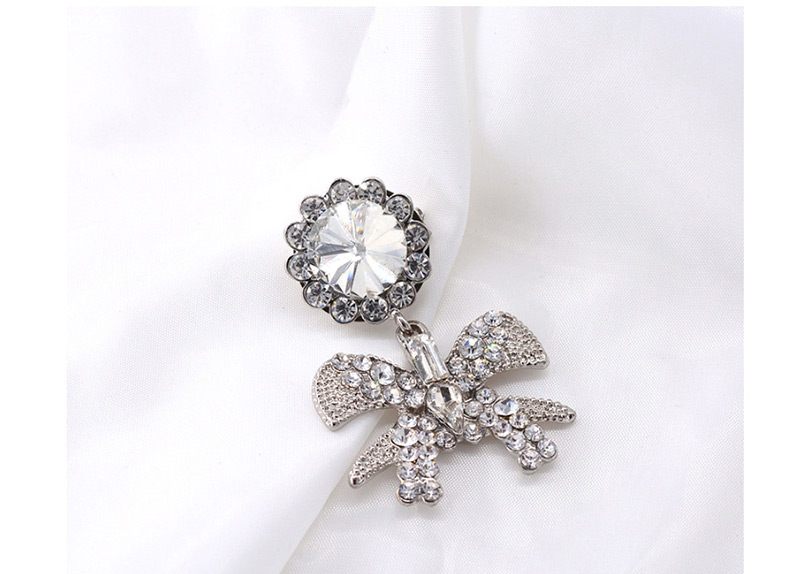 Fashion White Diamond Bow Brooch,Korean Brooches