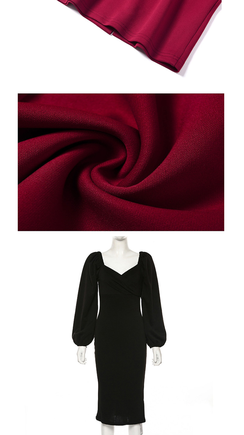 Fashion Red Wine One-shoulder Halter Dress,Knee Length