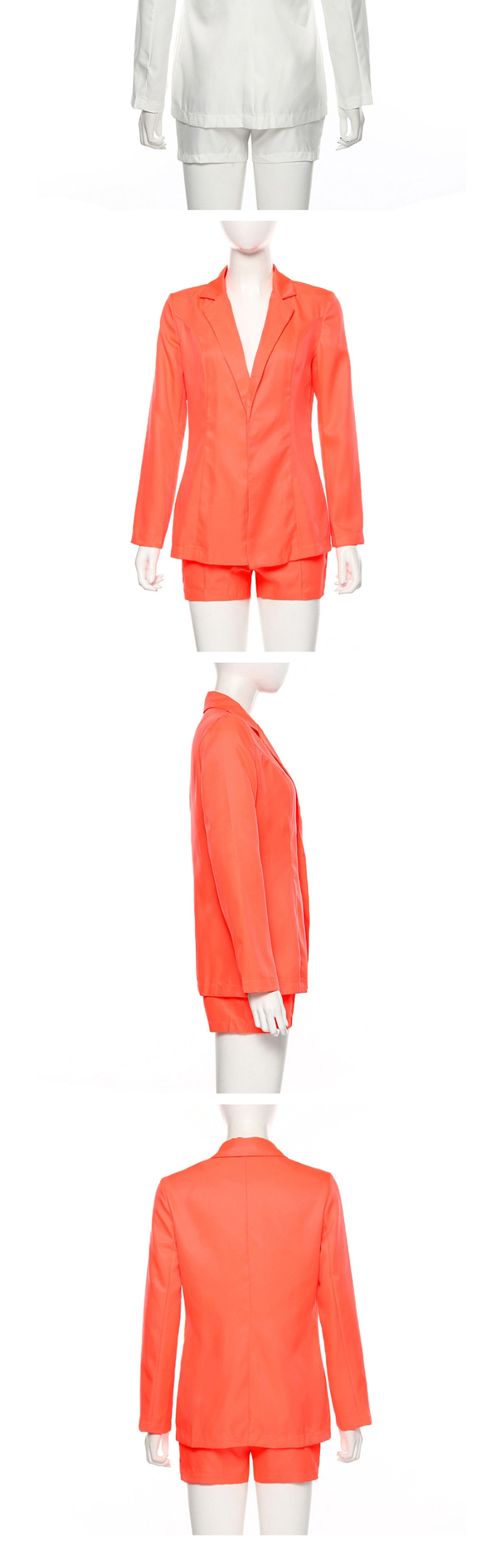 Fashion Orange Suit + High Waist Shorts Suit,Coat-Jacket